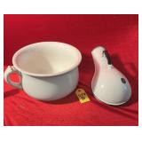 Vtg Porcelain Pee Pot & Enamel Urinal