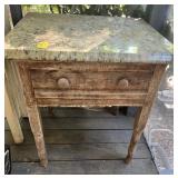 Vtg Marble Top Side Table 30" Hx 30" Wx 26" D