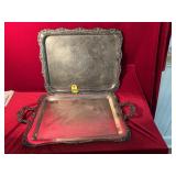 2 Vtg Silverplate Serving Trays