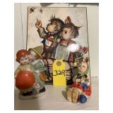 Hummel Plaque & 2 Hummel Like Figurines