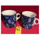 2 Crownford/ Staffordshire Calico Mustache Cups