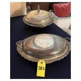2 Vtg Silverplate Covered Dishes