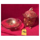 Vtg Carnival Candy Dish And Bowl