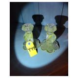 Pair Of  Uranium Glass Cambridge Caprice