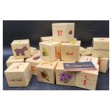 Box of Wooden Blocks w/Alphabet Letters