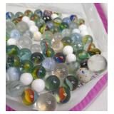 Vintage Group of Marbles - White/Clear