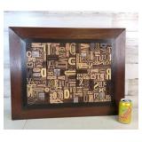 Wooden Stamp Collage Framed 25' × 20' Art