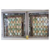 2 Stained Glass Windows w/Wood Frames 32' × 34'