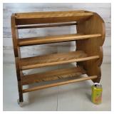 Wooden Book Stand w/Wheels