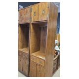 2 Wooden Stanley Furniture Shelves w/Lights, 79'