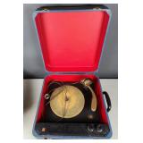 Portable Tube Record Player - works, has static