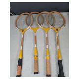 Group of Wood Badminton Rackets