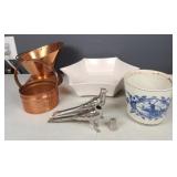 Delft Planter, Copper Basket, Small Bucket
