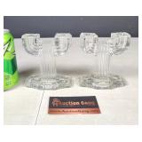 Pair of Glass Candle Stick Holders