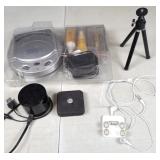 Disc Cleaner, Speaker, Ear Buds, Tripod