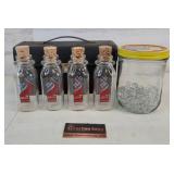 Glass Flynn Milk Bottles & Jar w Clear Marbles