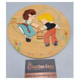 Jack and Jill Wall Hanging  Picture wood 9' Round