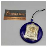 MADONNA & CHILD STERLING SILVER & COBALT GLASS
