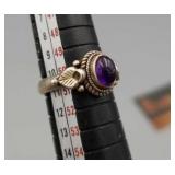 RING - 925 SILVER PURPLE GEMSTONE SIZE 5.5