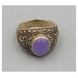 RING - SILVER RHINESTONE PURPLE GEMSTONE SIZE 8