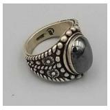 RING - 925 SILVER WITH GRAY/BLACK POLISHED