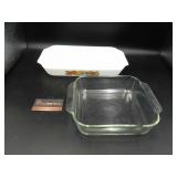 K 2 Bake Dishes Clear Pyrex - USA Milk Glass