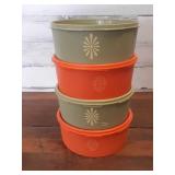 K Tupperware Storage Containers 2 Orange 2 Green 1