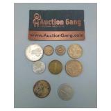 7 Foreign Coins & 2 Tokens