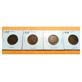 4 Indian Head Penney's 1906 1907 1908 1909