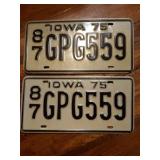 Vintage 1975 Iowa license plates pair new never