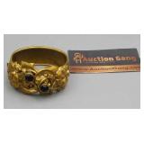 BRACELET- BRASS CUFF WITH BLACK STONES