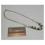 NECKLACE - SILVERTONE WITH COLORED GLASS BEADS