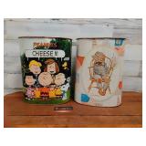 2 Vintage Waste Baskets Peanuts & Holly Hobbie