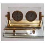 Seiko desk clock with pen on a glass base