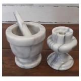 Marble Mortar & Pestle and Candle Holder