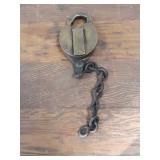 Vintage Brass Padlock 3' with Chain No Key
