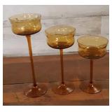 Amber Stemmed Glass Candle Home Decor