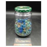 Jar 3/4 Full of Marbles 5 Shooters