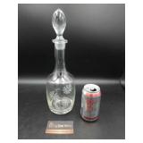 ETCHED GLASS DECANTER WITH GLASS STOPPER