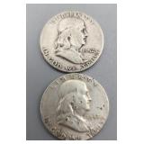 Franklin Silver Dollars 90% 1952D 1953S