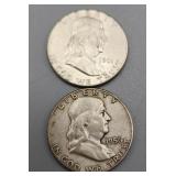 Franklin Half Dollars 90% Silver 1956P 1961P