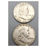 Franklin Half Dollars Silver 90% 1950P 1951S
