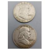 Franklin Silver Half Dollars 1957D 1960D
