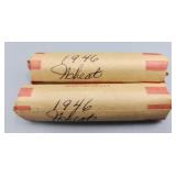 2 Wheat Pennies Rolls 1946
