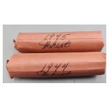 2 Wheat Pennies Rolls 1944 1945