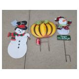 Yard Decor Lot Snowman- Pumpkin