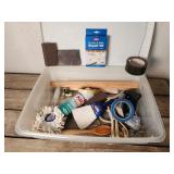 Tote of Painting Supplies  - Tape - Brush