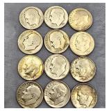 Group of 12 Roosevelt Silver Dimes