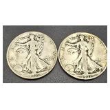 1936 & 1937S Walking Liberty Silver Half Dollars