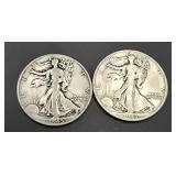 1943S & 1945D Walking Liberty Silver Half Dollars
